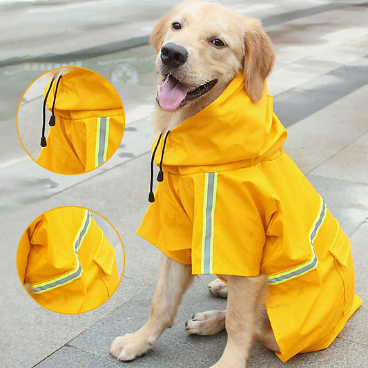 Dogs Waterproof Rain Coat With Safety Reflective Stripe